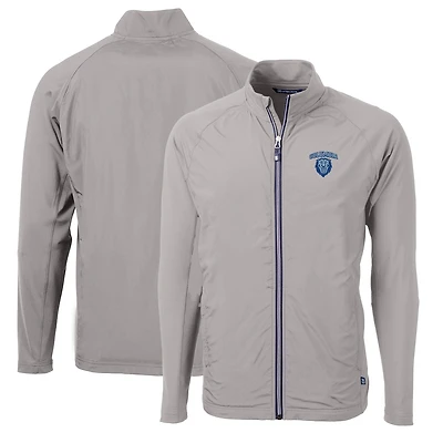 Men's Cutter & Buck Gray Columbia University Big & Tall Adapt Eco Knit Hybrid Recycled Full-Zip Jacket