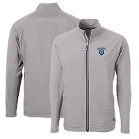Men's Cutter & Buck Gray Columbia University Big & Tall Adapt Eco Knit Hybrid Recycled Full-Zip Jacket