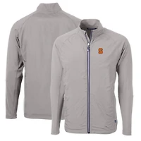 Men's Cutter & Buck Gray Syracuse Orange Big & Tall Adapt Eco Knit Hybrid Recycled Full-Zip Jacket