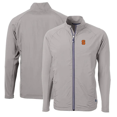 Men's Cutter & Buck Gray Syracuse Orange Big & Tall Adapt Eco Knit Hybrid Recycled Full-Zip Jacket