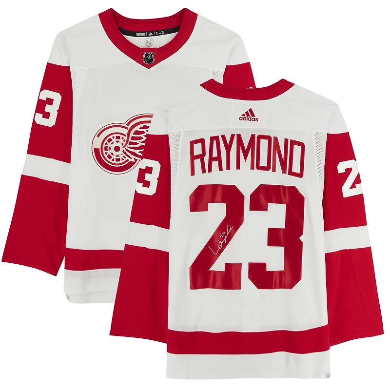 Lucas Raymond White Detroit Red Wings Autographed adidas Authentic Jersey