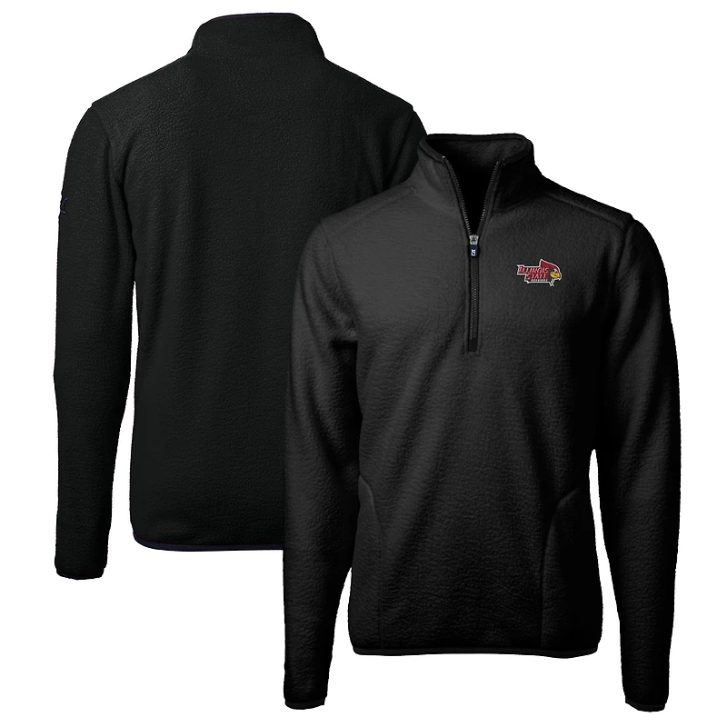 Men's Cutter & Buck Black Illinois State Redbirds Big & Tall Cascade Eco Sherpa Fleece Quarter-Zip Jacket