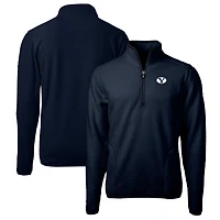 Men's Cutter & Buck Navy BYU Cougars Big & Tall Cascade Eco Sherpa Fleece Quarter-Zip Jacket