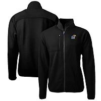 Men's Cutter & Buck Black Kansas Jayhawks Big & Tall Cascade Eco Sherpa Fleece Full-Zip Jacket
