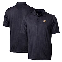 Men's Cutter & Buck Black LSU Tigers Big & Tall Pike Double Dot Print Stretch Polo