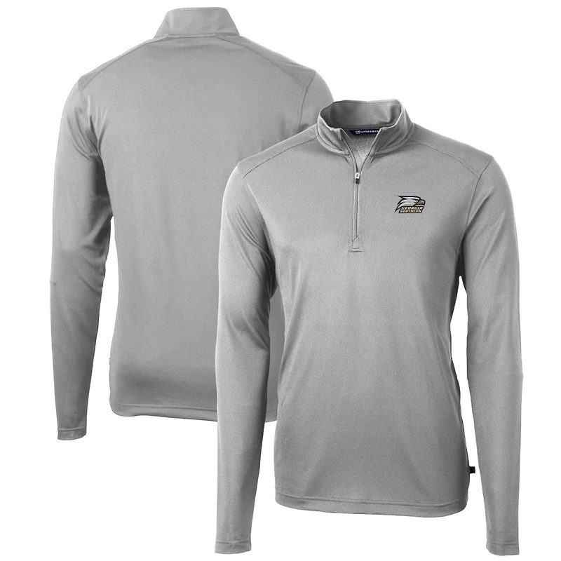 Men's Cutter & Buck Gray Georgia Southern Eagles Big & Tall Virtue Eco Pique Recycled Quarter-Zip Pullover Top