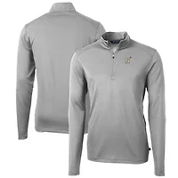 Men's Cutter & Buck Gray Navy Midshipmen Big & Tall Virtue Eco Pique Recycled Quarter-Zip Pullover Top