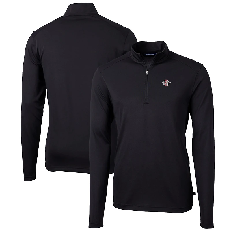 Men's Cutter & Buck Black San Diego State Aztecs Big & Tall Virtue Eco Pique Recycled Quarter-Zip Pullover Top
