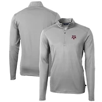 Men's Cutter & Buck Gray Texas A&M Aggies Big & Tall Virtue Eco Pique Recycled Quarter-Zip Pullover Top