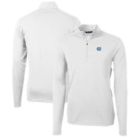 Men's Cutter & Buck White North Carolina Tar Heels Big & Tall Virtue Eco Pique Recycled Quarter-Zip Pullover Top