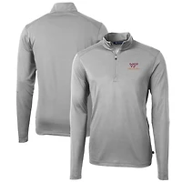 Men's Cutter & Buck Gray Virginia Tech Hokies Big & Tall Virtue Eco Pique Recycled Quarter-Zip Pullover Top