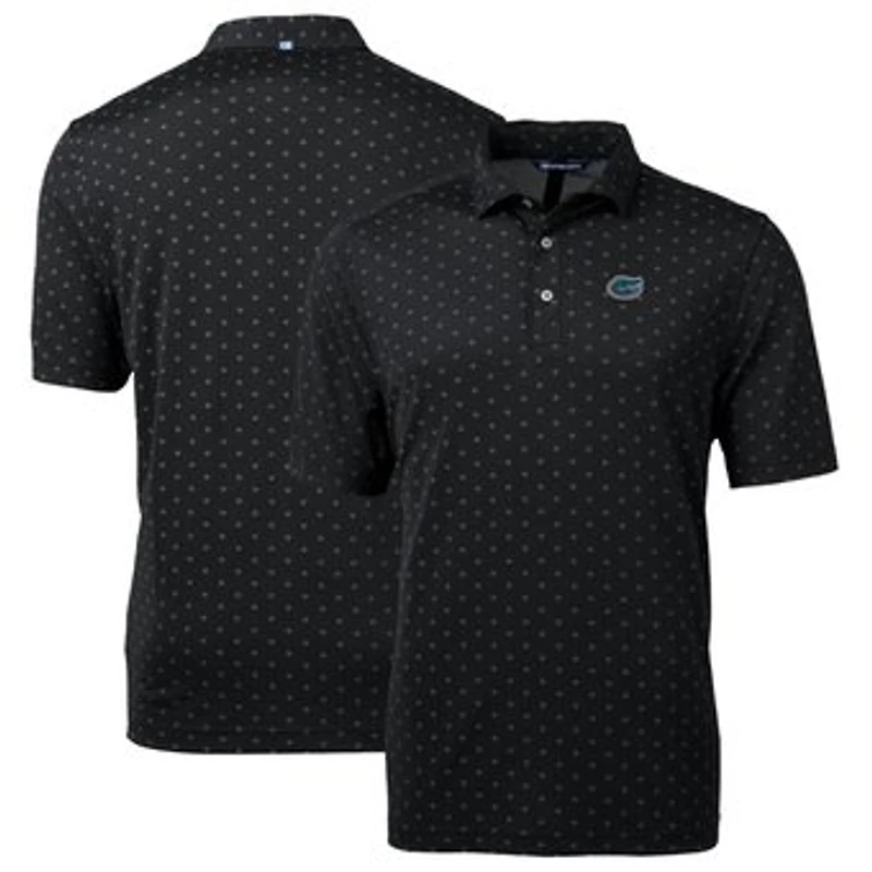 Men's Cutter & Buck Black Florida Gators Big & Tall Virtue Eco Pique Tile Print Recycled Polo