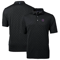 Men's Cutter & Buck Black Holy Cross Crusaders Big & Tall Virtue Eco Pique Tile Print Recycled Polo