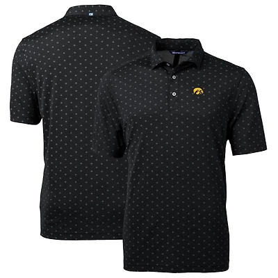 Men's Cutter & Buck Black Iowa Hawkeyes Big & Tall Virtue Eco Pique Tile Print Recycled Polo