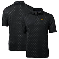 Men's Cutter & Buck Black Iowa Hawkeyes Big & Tall Virtue Eco Pique Tile Print Recycled Polo