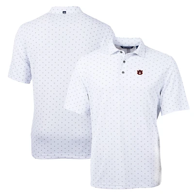 Men's Cutter & Buck White Auburn Tigers Big & Tall Virtue Eco Pique Tile Print Recycled Polo