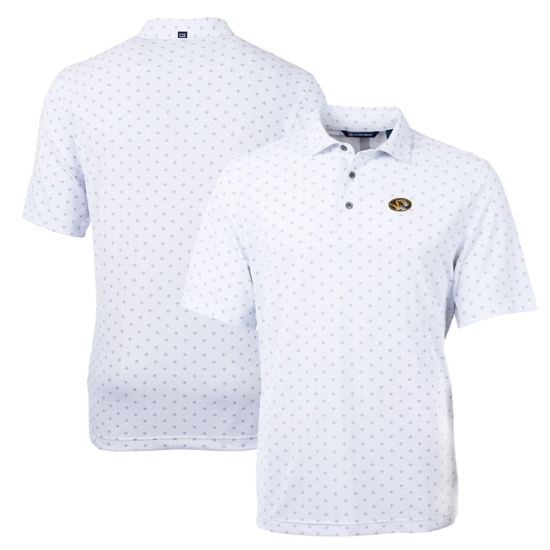 Men's Cutter & Buck White Missouri Tigers Big & Tall Virtue Eco Pique Tile Print Recycled Polo