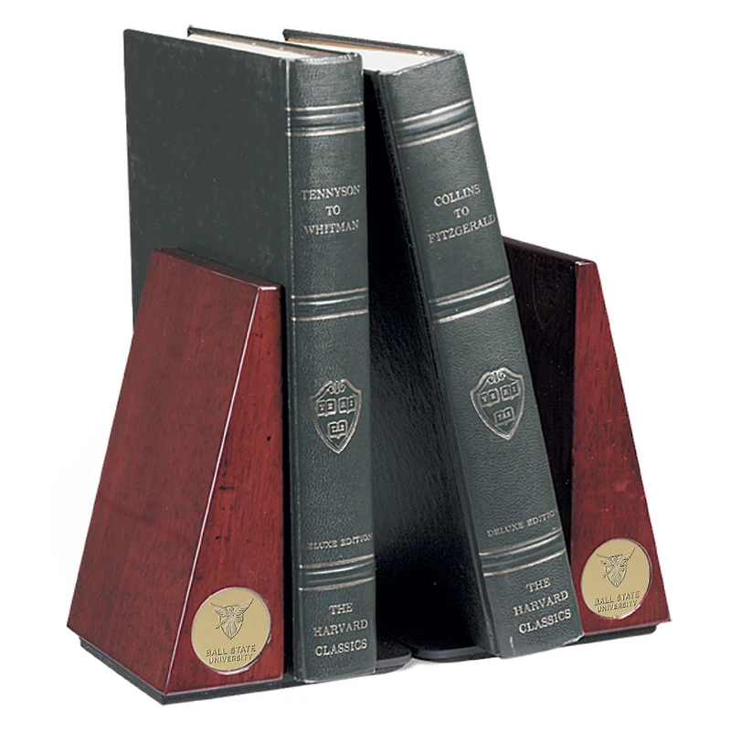 Gold Ball State Cardinals Rosewood Bookends
