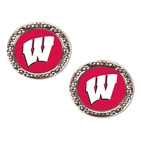 WinCraft Wisconsin Badgers Round Team Post Earring