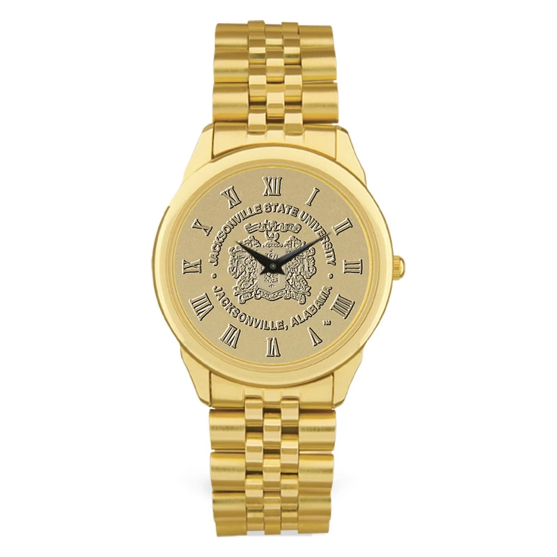 Men's Gold Jacksonville State Gamecocks Medallion Rolled Link Bracelet Wristwatch