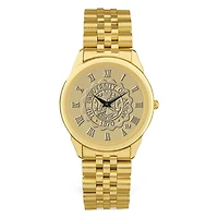 Men's Gold Akron Zips Medallion Rolled Link Bracelet Wristwatch