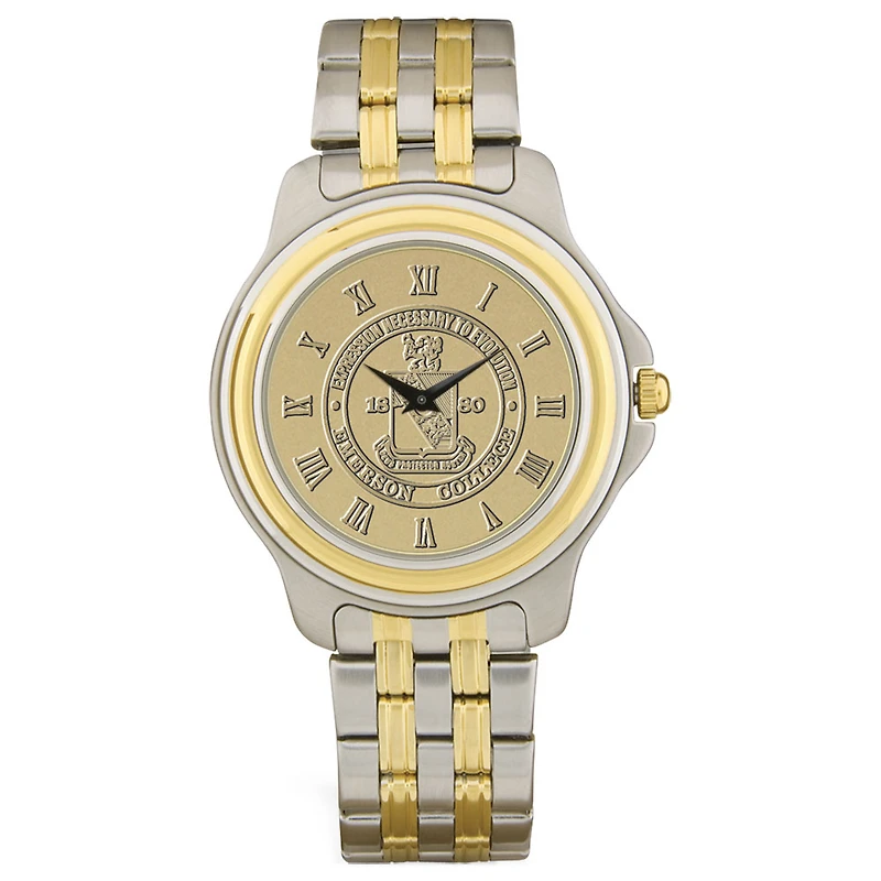 Men's Gold/Silver Emerson College Lions Two-Tone Medallion Wristwatch