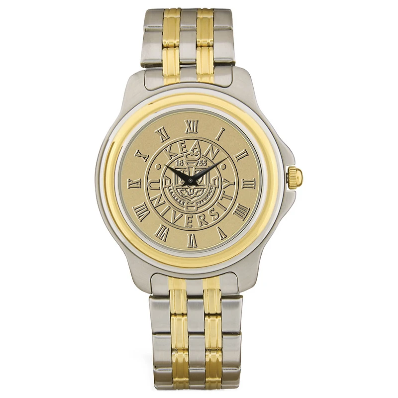 Men's Gold/Silver Kean University Cougars Two-Tone Medallion Wristwatch