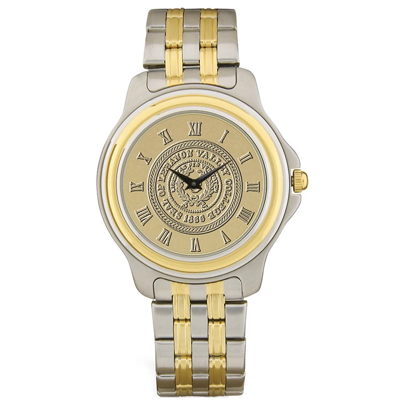 Men's Gold/Silver Lebanon Valley College Shield Logo Two-Tone Medallion Wristwatch