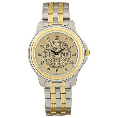 Men's Gold/Silver Lebanon Valley College Shield Logo Two-Tone Medallion Wristwatch