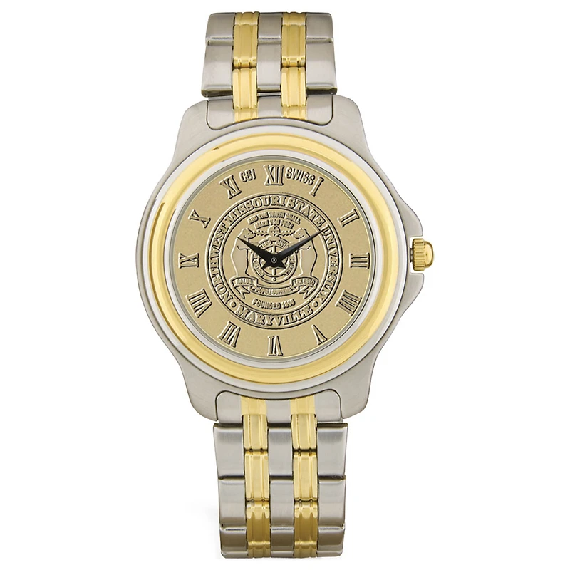 Men's Gold/Silver Northwest Missouri State Bearcats Two-Tone Medallion Wristwatch
