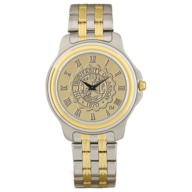 Men's Gold/Silver Akron Zips Two-Tone Medallion Wristwatch