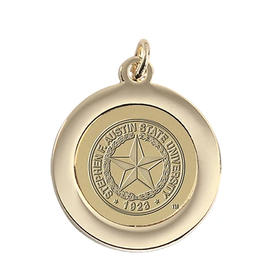 Gold Stephen F Austin Lumberjacks Shield Logo Team Pendant