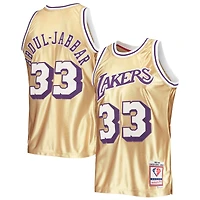 Men's Mitchell & Ness Kareem Abdul-Jabbar Gold Los Angeles Lakers 75th Anniversary 1983/84 Hardwood Classics Swingman Jersey