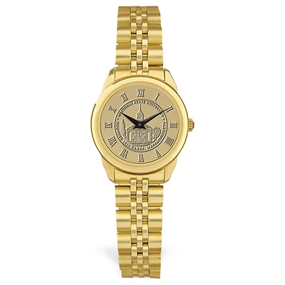 Women's Gold Westfield State Owls Team Medallion Rolled Link Bracelet Wristwatch