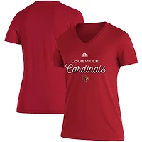 Women's adidas Red Louisville Cardinals Blend V-Neck T-Shirt