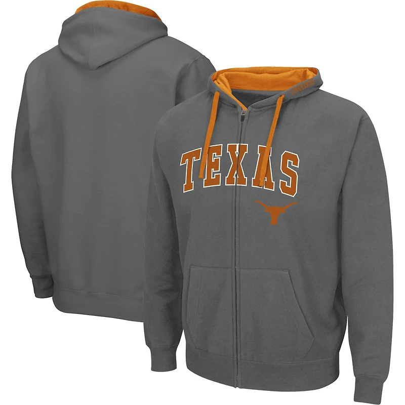 Men's Colosseum Charcoal Texas Longhorns Big & Tall Full-Zip Hoodie