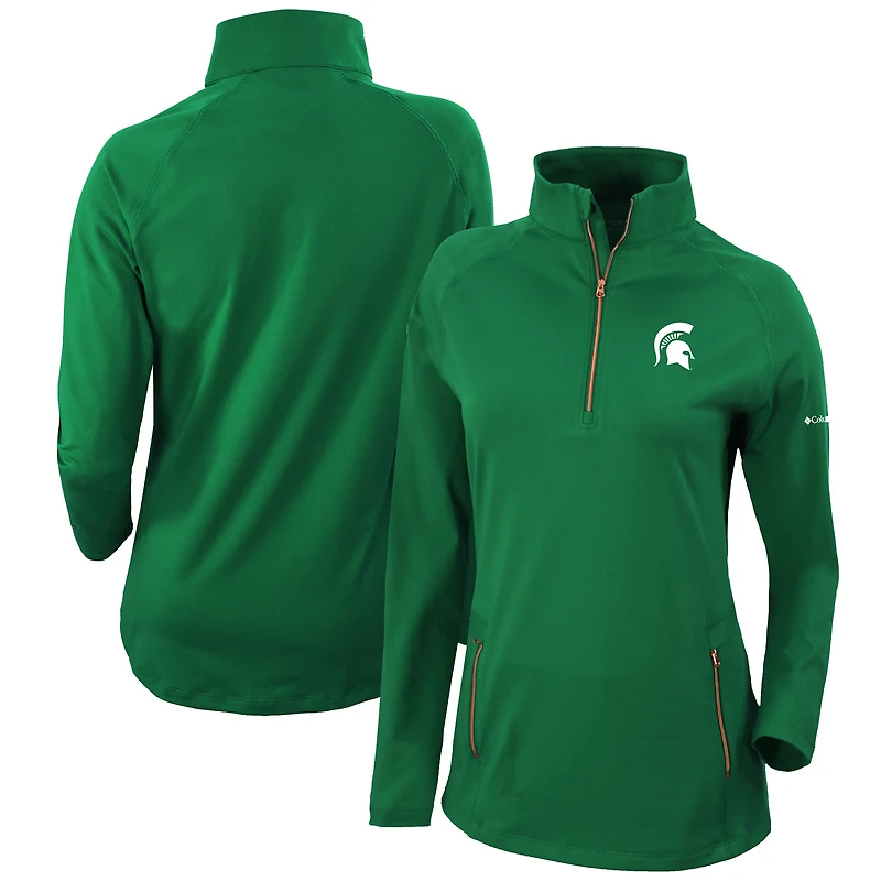 Women's Columbia Green Michigan State Spartans Outward Nine Quarter-Zip Pullover Top