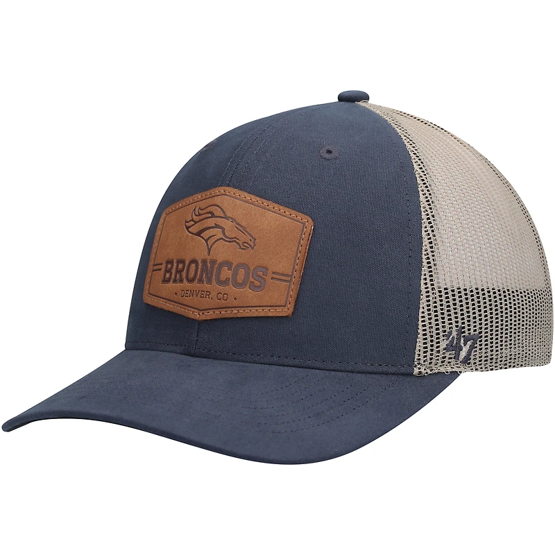 Men's '47 Navy/Natural Denver Broncos Rawhide Trucker Adjustable Hat