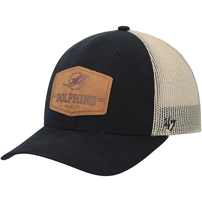 Men's '47 Dark Navy/Natural Miami Dolphins Rawhide Trucker Adjustable Hat