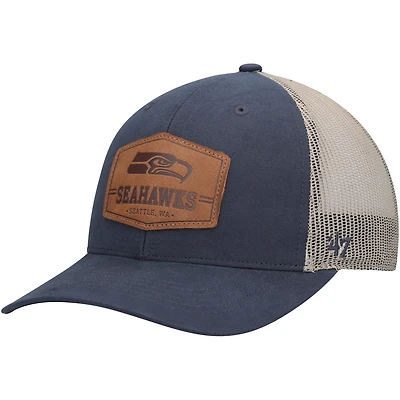 Men's '47 College Navy/Natural Seattle Seahawks Rawhide Trucker Adjustable Hat
