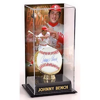 Johnny Bench Cincinnati Reds Autographed Baseball and Hall of Fame Sublimated Display Case