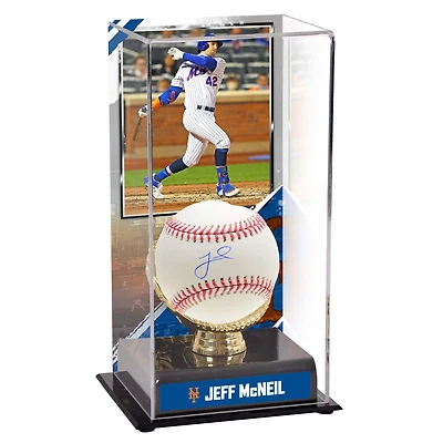 Jeff McNeil New York Mets Autographed Baseball and Sublimated Baseball Display Case with Image
