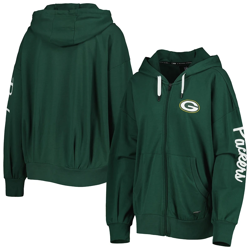 Women's MSX by Michael Strahan Green Green Bay Packers Emerson Lightweight Full-Zip Hoodie