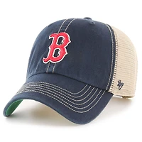 Men's '47 Navy/Cream Boston Red Sox Team Logo Trawler Clean Up Trucker Snapback Hat