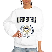 Women's Gameday Couture White Georgia Southern Eagles It's a Vibe Classic Fleece Crewneck Pullover Sweatshirt