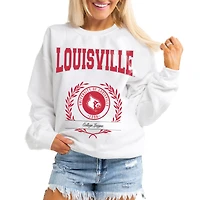 Women's Gameday Couture White Louisville Cardinals It's a Vibe Classic Fleece Crewneck Pullover Sweatshirt