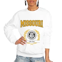 Women's Gameday Couture White Missouri Tigers It's a Vibe Classic Fleece Crewneck Pullover Sweatshirt