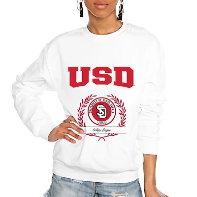 Women's Gameday Couture White South Dakota Coyotes It's a Vibe Classic Fleece Crewneck Pullover Sweatshirt