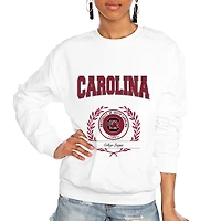 Women's Gameday Couture White South Carolina Gamecocks It's a Vibe Classic Fleece Crewneck Pullover Sweatshirt