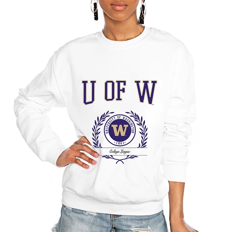 Women's Gameday Couture White Washington Huskies It's a Vibe Classic Fleece Crewneck Pullover Sweatshirt